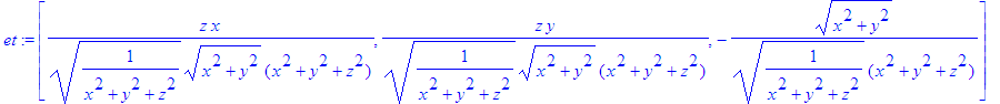 et := vector([1/(1/(x^2+y^2+z^2))^(1/2)/(x^2+y^2)^(...