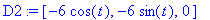 D2 := [-6*cos(t), -6*sin(t), 0]