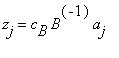 z[j] = c[B]*B^(-1)*a[j]